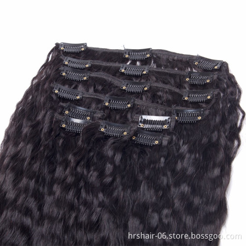 Cheap kinky straight hair weave 100 percent indian remy human hair clip in hair extension